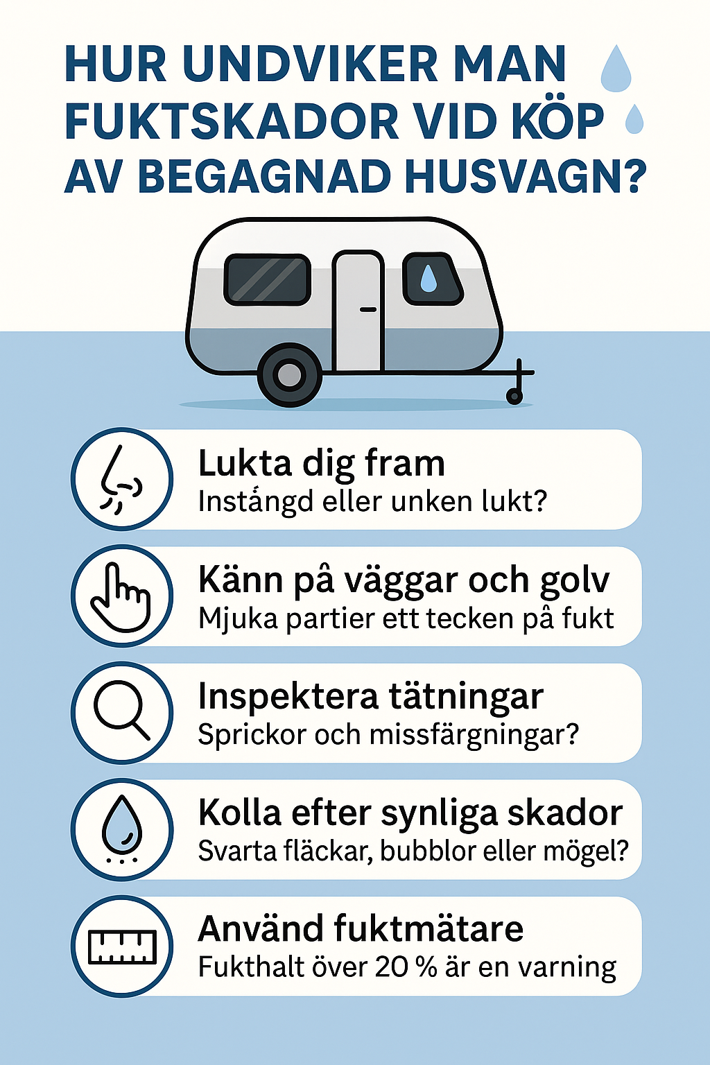 Hur undviker man fuktskador vid köp av begagnad husvagn eller husbil?