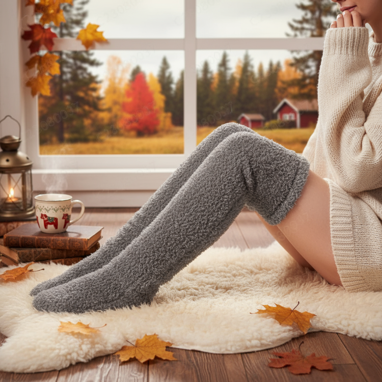 Lårhøye sokker i fleece